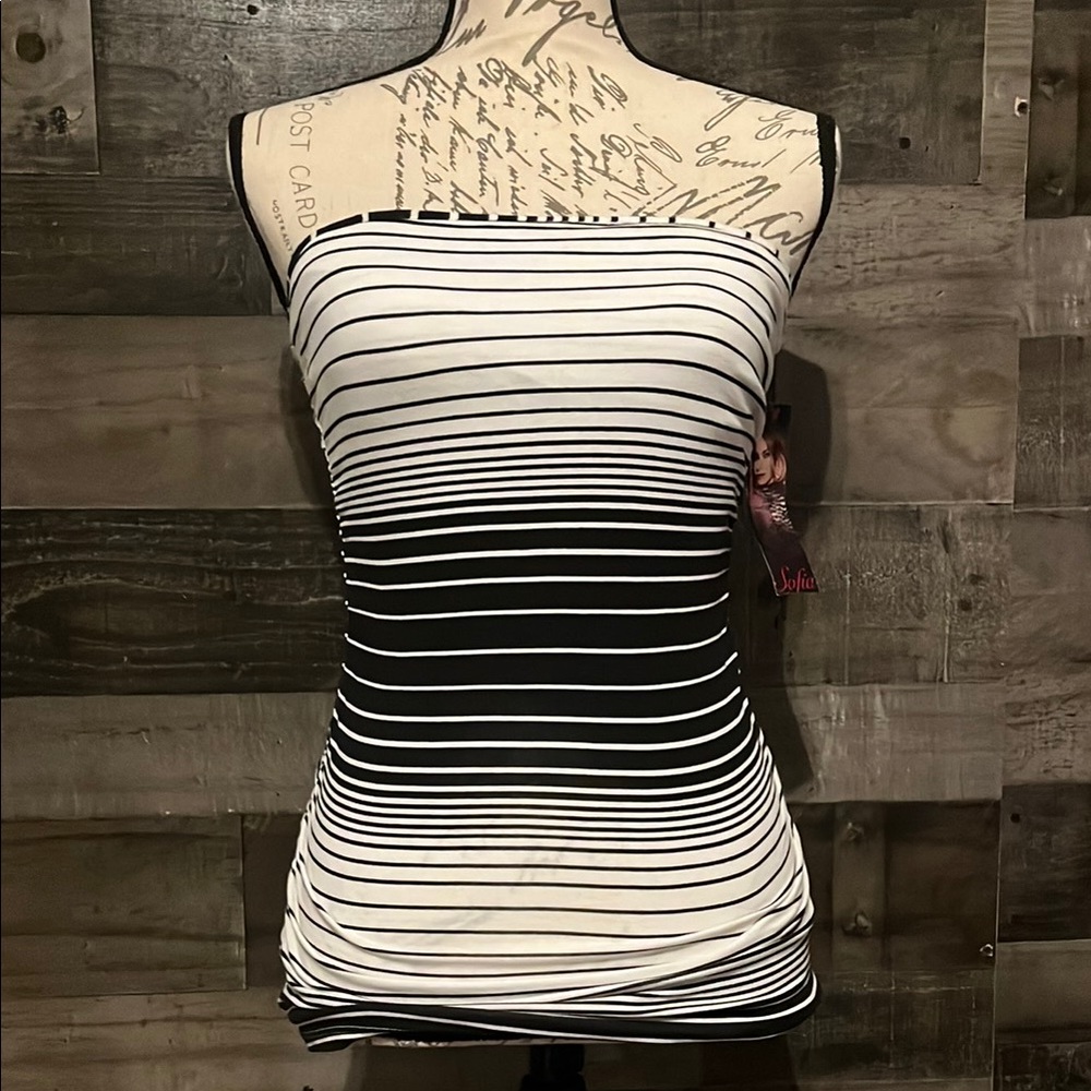 Sofia Vergara Black & White Stripe Tube Top - NWT